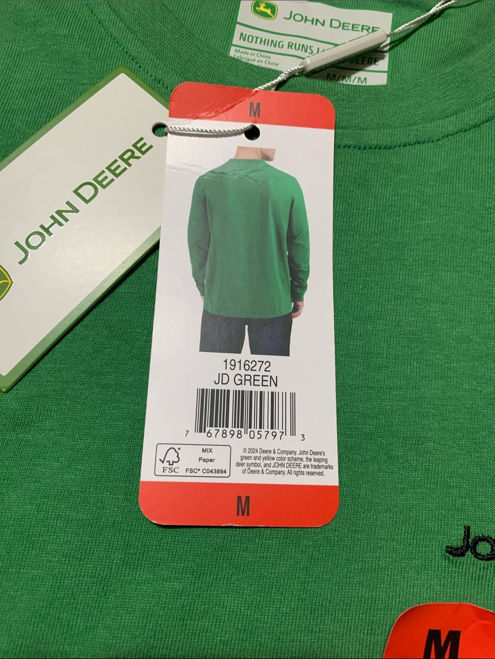 John Deere Green Long Sleeve Shirt with Logo - Picture 5 of 7